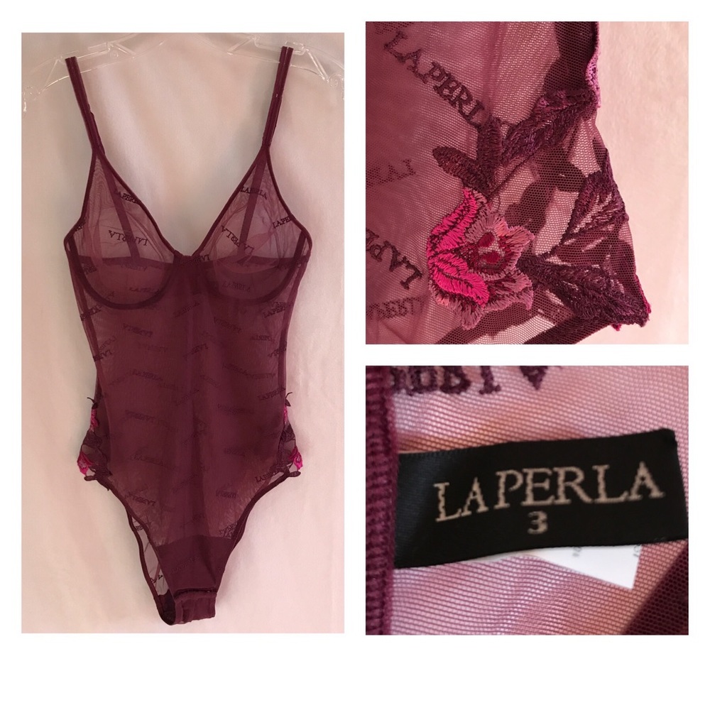 La Perla Sheer Bodysuit with Floral Embroidery